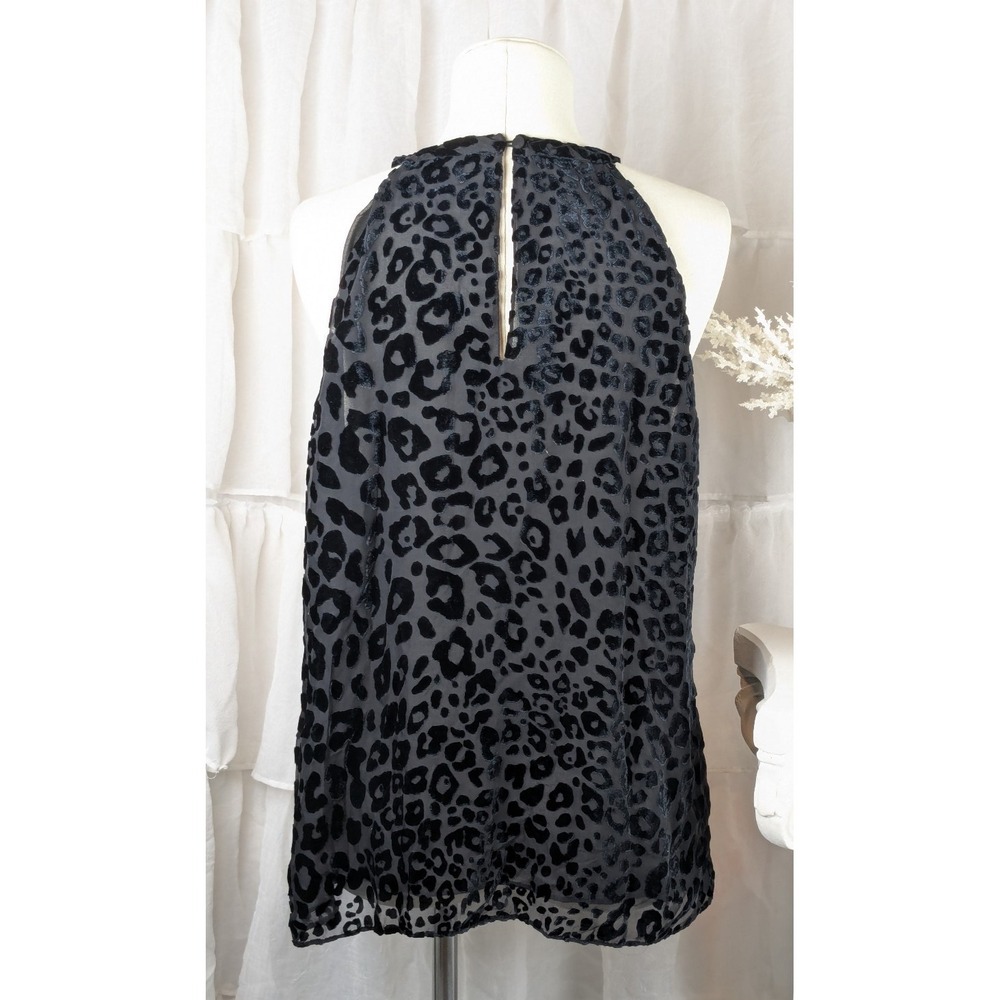 WHBM Y2K Style Black Burnout Velvet Animal Print Sleeveless Tank Top L - Picture 5 of 10